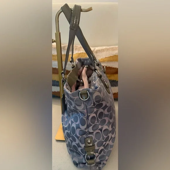 Coach Ashley Signature Sateen Large Satchel Bag Gray Khaki F18450 - Picture 4 of 15